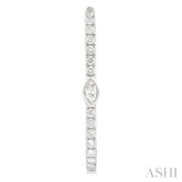 1/3 ctw Marquise and Round Cut Diamond Rectangular Fashion Hoop Earrings in 14K White Gold